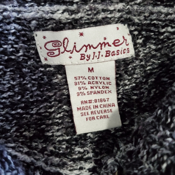 GLIMMER BY J.J. BASICS~ GRAY LONG SWEATER WITH FOLD OVER COLLAR & ZIPPER! - Picture 8 of 10